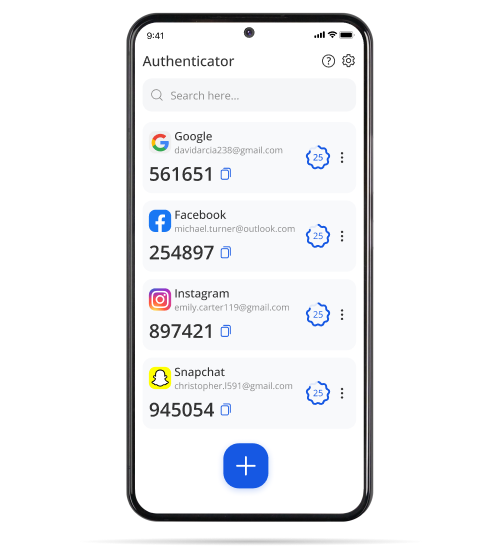 Authenticator app interface